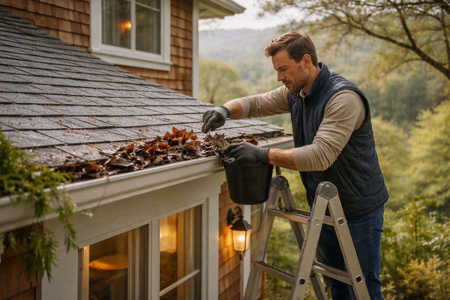 Gutter maintenance during seasonal service